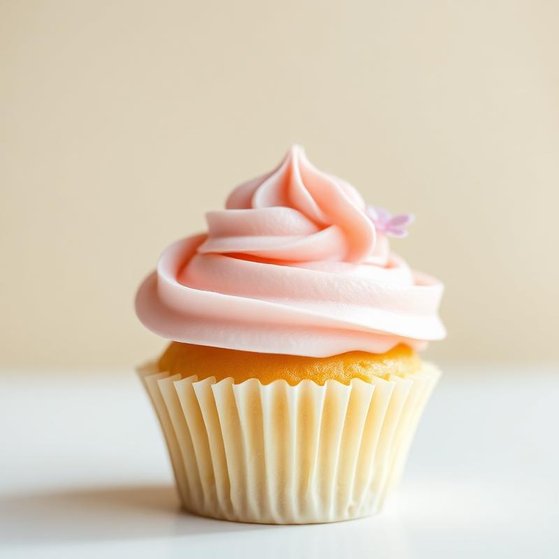 A pastel pink cupcake